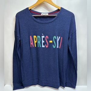 Pj Salvage Apres Ski Top PJ Salvage Size XSmall,Solid Blue Crewneck Long Sleeves